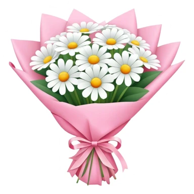bouquet of white flowers wrapped in pink paper sticker