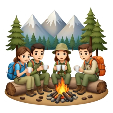 two men and two women camping sticker