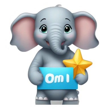 Animated baby elephant holding a sign with "#1 Fan" on it sticker