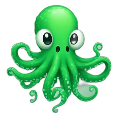 Green pixel art octopus sticker