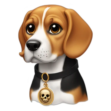 beagle with black collar and skull medallion  sticker