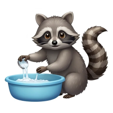 Raccoon cleaning dishes sticker