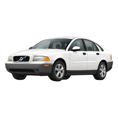 White four door car with a Volvo make  sticker