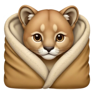 Mountain lion cozy in a blanket  sticker