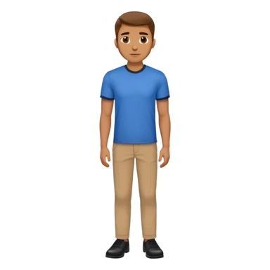 A man in a blue shirt, brown pants, and black shoes, 100kg. sticker