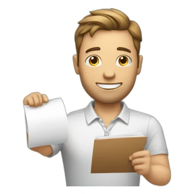 white professional guy holding a to do list sticker
