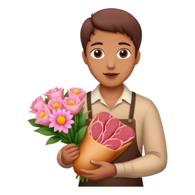 bologna meat pink flower bouquet  sticker