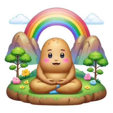 rainbow kawaii meditating potato landscape sticker