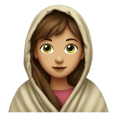green eyed brown haired girl in blanket  sticker