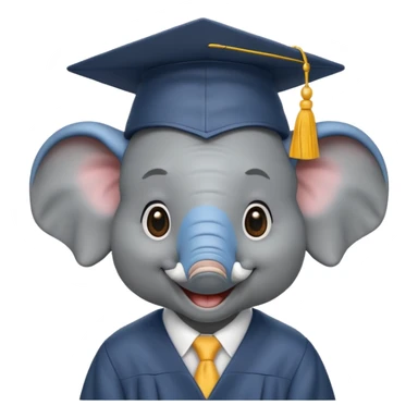 happy elephint wearing a graduation cap sticker