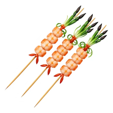 Shrimp skewers with spring onions sticker