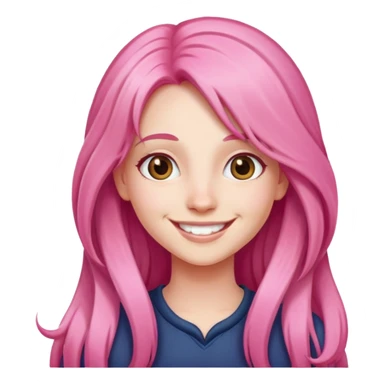 girl with long pink hair, smiling sticker