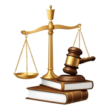 An icon featuring a gavel, legal scales, and a law book, symbolizing the study of law. The design includes a courthouse silhouette in the background, representing justice and legal systems. Transparent background highlights the principles of law and legal practice. sticker