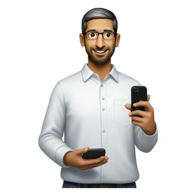 sundar pichai with a google phone sticker
