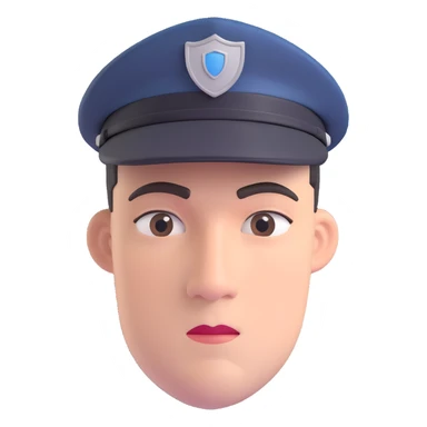 security guard head, professional, with cap, neutral expression, clean-shaven sticker