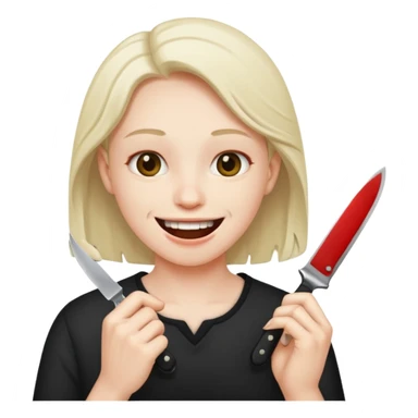 Holding knife to throat smiling sticker