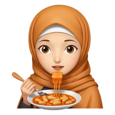 Girl wearing hijab eating tteokbokki sticker