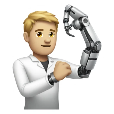 man white with one a robot arm sticker