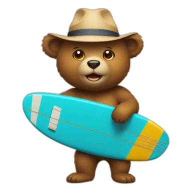 surfer bear with a hat sticker