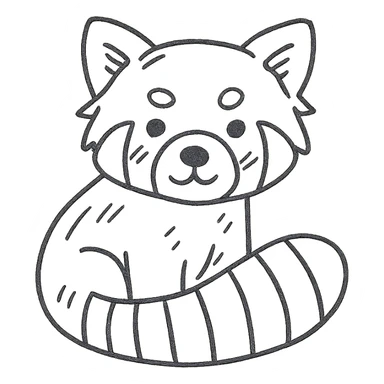 hand-drawn outlined red panda icon sticker
