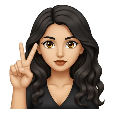 woman with olive skin, brown eyes and long lashes, and long black wavy hair giving the middle finger  sticker