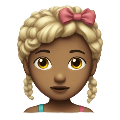 Sad girl with a bow sticker