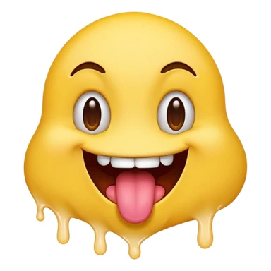 Regular yellow emoji, tongue sticking out with lots of drool sticker