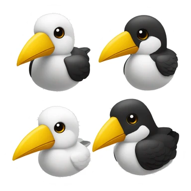 oiseaux noir et blanc bec jaune sticker