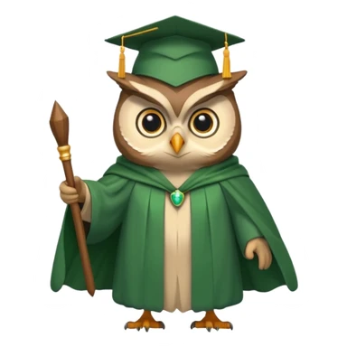 owl professor in green cloak graduation sticker