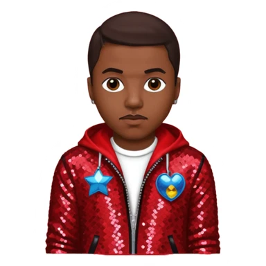 Nasir Nas Jones, Rapper with dark brown hair, red sequin outfit sticker