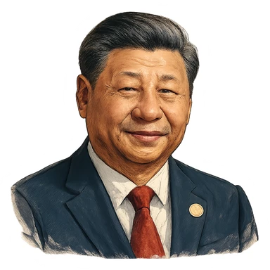 Си Цзиньпин в слегка рисованном, но при это объемный стиле, прозрачный фон sticker