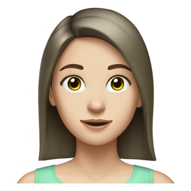 Girl with brunette straight hair, pale skin and light green eyes sticker