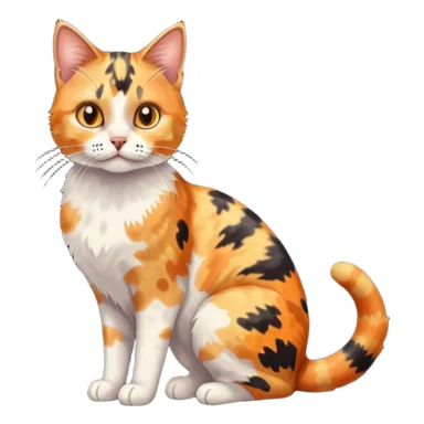 full body anxious looking colourful light calico tabby cat with large patchy patterns sticker