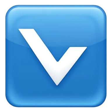 Blue square with white tick sticker