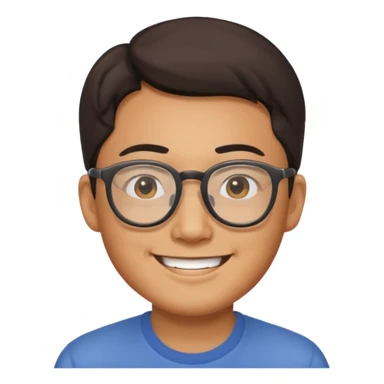 asian man wear glasses smile sticker