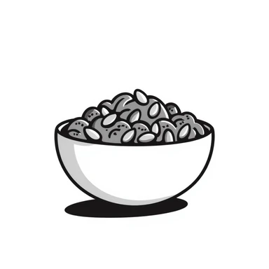 Simple bowl filled with sesame seeds, hand-drawn style sticker