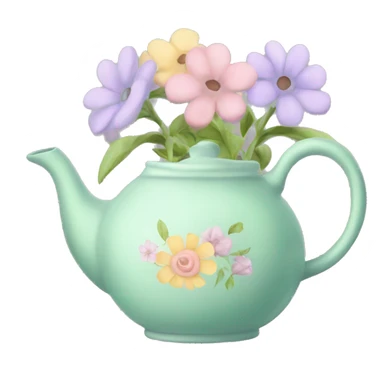 Pastel tea pot flowers sticker