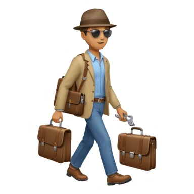 side profile of man walking with wrench in one hand and briefcase in the other sticker
