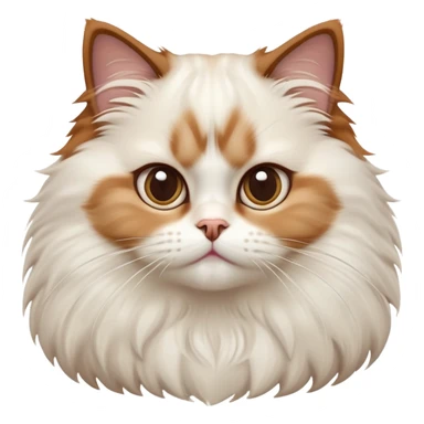 cinematic-adorable-big-eyed-fluffy-white brown-ragdoll-cat-portrait-emoji,-head-tilted-playfully-with-a-sweet-expression,-fluffy-white brown-fur,-simplified-yet-irresistibly-cute-features-with-large,-expression, solid ginger persian cat, chest vicible sticker