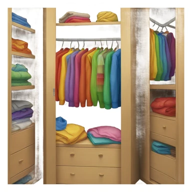 A Closet with a rainbow cloth inside sticker