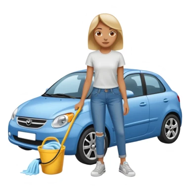 car washer woman with car  sticker