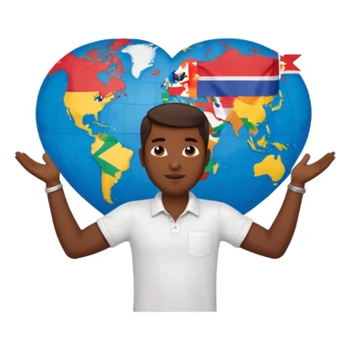 Anthony B with arms wide open 🙌🏾🔥 standing in front of world map 🌍🎶 with every flag 🇯🇲🇺🇸🇬🇧🇫🇷🇮🇳🇧🇷🇳🇬 saying ONE LOVE 💛💚❤️ to di world 🌐🦁👑 sticker