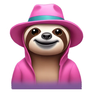 Pink sloth with hat sticker