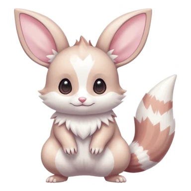 Kawaii Shiny Colorful Pastel White Silvery Albino Minccino-Furret-Eevee-fusion Full Body sticker