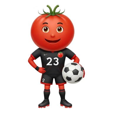 Tomato wearing a black soccer uniform with number 23 on it sticker