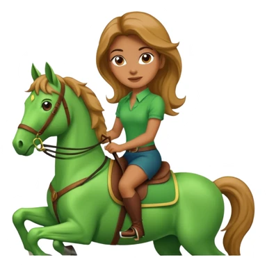 Emoji of a woman riding a green horse sticker