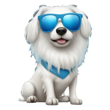 White dog with blue hair and black sun glasses sticker