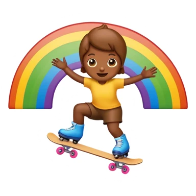 Poop emoji skating in a rainbow  sticker