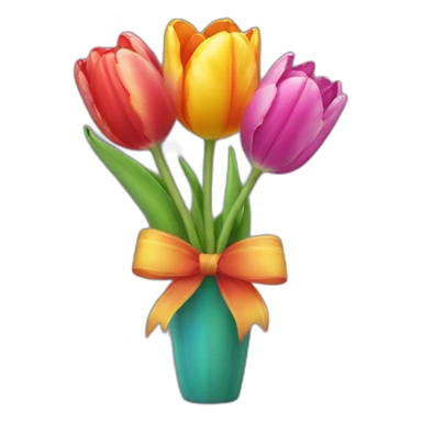 Tulip Rainbow  whith Bouquet  sticker