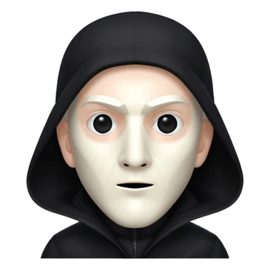 Squid Game Front Man with black geometric mask and black coat sticker